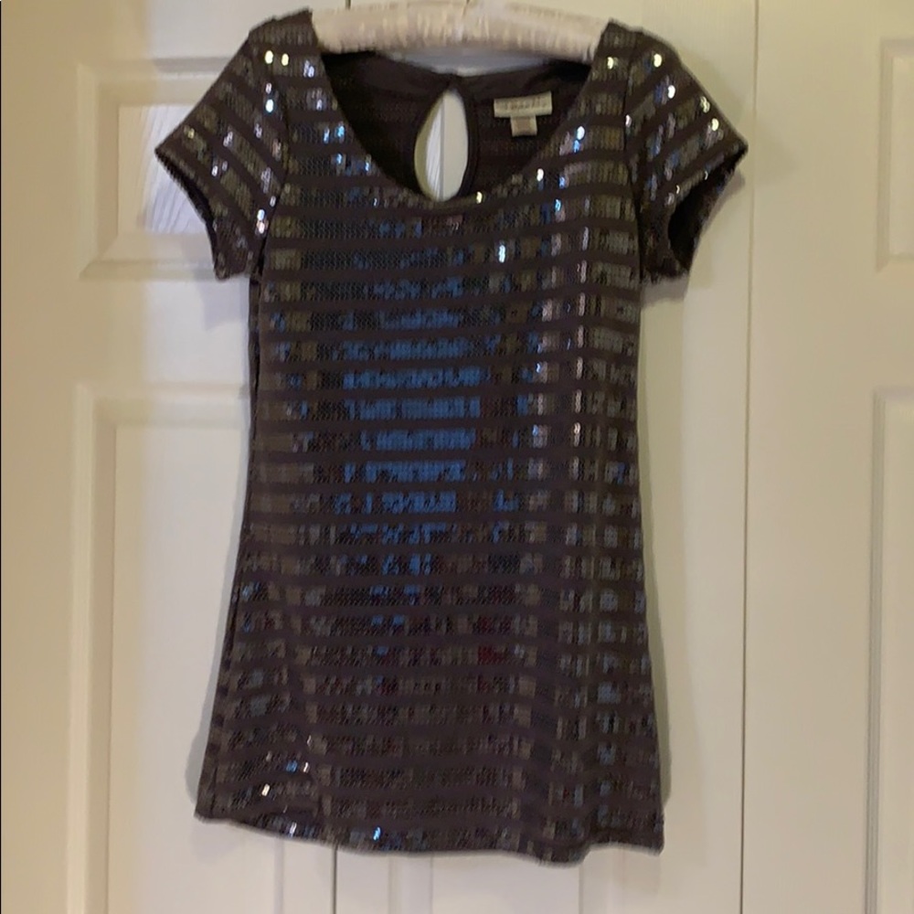 Slate Grey Sequin Top / short dress